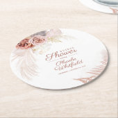 Vrijgezellenfeest Pampas Grass Terracotta Tan Ronde Kartonnen Onderzetter (Gebogen)