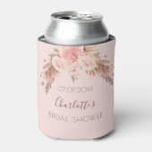 Vrijgezellenfeest pampas graszode blush roos flora blikjeskoeler (Blikje Voorkant)