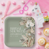 Vrijgezellenfeest pampas modern elegant sage green papieren bordje (Feest)