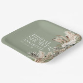 Vrijgezellenfeest pampas modern elegant sage green papieren bordje (Gebogen)