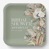 Vrijgezellenfeest pampas modern elegant sage green papieren bordje (Voorkant)