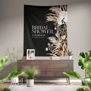 Vrijgezellenfeest pampas modern elegant zwart wandkleed