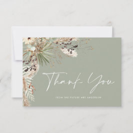 Vrijgezellenfeest pampas modern sage groen dank u kaart