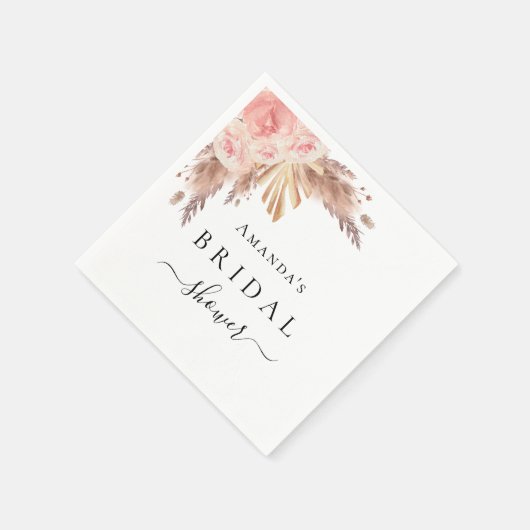 Vrijgezellenfeest pampas roos goudbloem servet (Hoek)