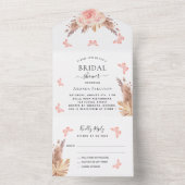 Vrijgezellenfeest pampas roos vlinderbloemigen RSV All In One Uitnodiging (Binnen)