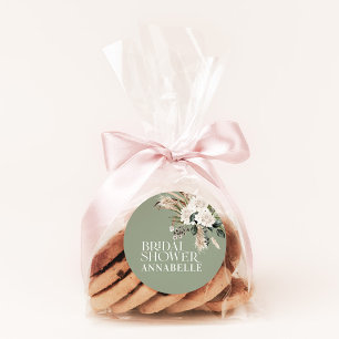 Vrijgezellenfeest pampas sage groene moderne parti ronde sticker