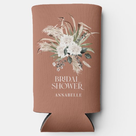 Vrijgezellenfeest pampas terracotta boho partij gu seltzer blikjeskoeler (Voorkant)