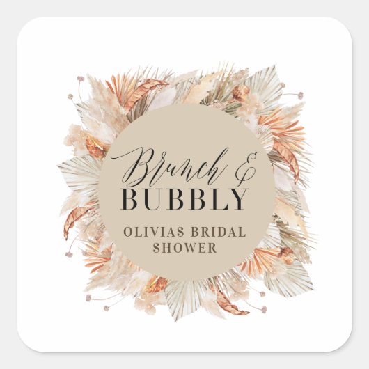 vrijgezellenfeest pampasgras vierkante sticker (Voorkant)