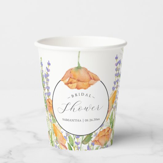 Vrijgezellenfeest papieren bekers kleurrijke bloem (Voorkant)