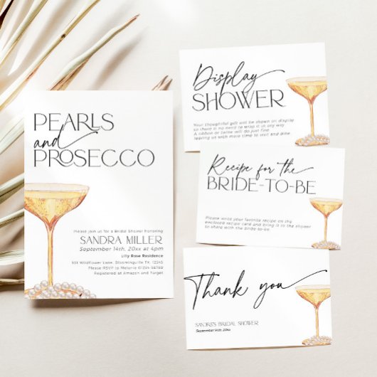 Vrijgezellenfeest Parels en Prosecco Bedankkaart