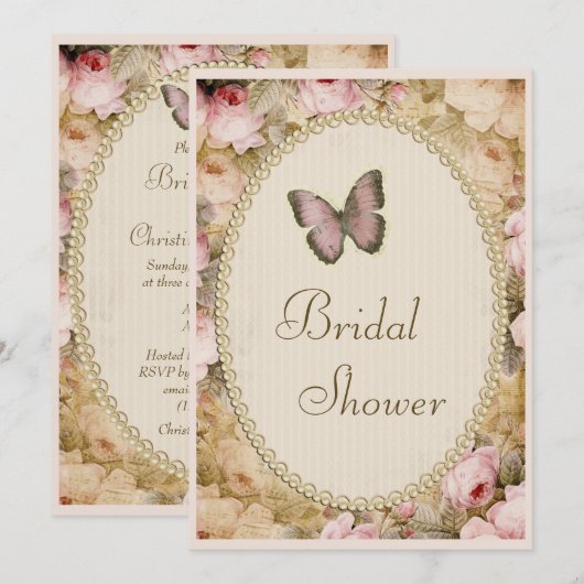 vrijgezellenfeest  parels Rozen vlinder Kaart (Voorkant / Achterkant)