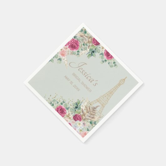 Vrijgezellenfeest Parijs Eiffel Tower Mint Green Servet (Hoek)