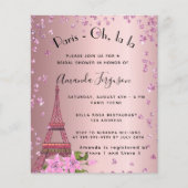 Vrijgezellenfeest Parijs Roze begrotingsuitnodigin Flyer (Voorkant)