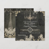 Vrijgezellenfeest Paris Chandelier  Typografie Kaart (Voorkant / Achterkant)