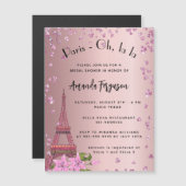Vrijgezellenfeest Paris Eiffeltoren roze luxe luxe Magnetische Uitnodiging (Voorkant / Achterkant)