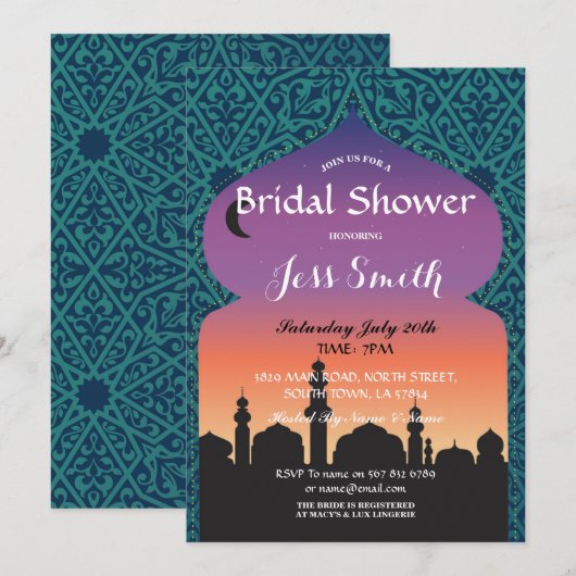 vrijgezellenfeest Partij Arabische Nacht nodigt Ma Kaart (Voorkant / Achterkant)