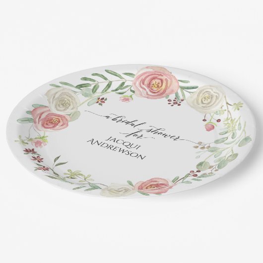 vrijgezellenfeest-partij | Blush Ivory Rozen Leaf Papieren Bordje (Gekanteld)