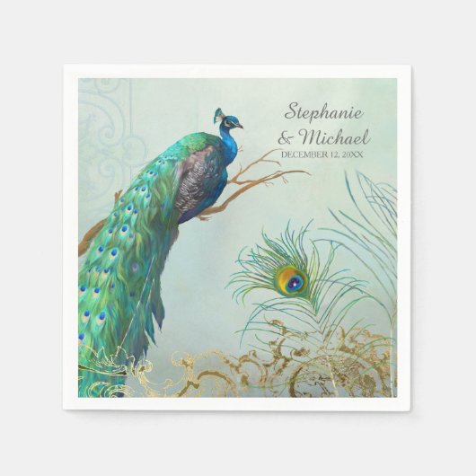 Vrijgezellenfeest Partij  Pauw Tree Branch Servet (Voorkant)