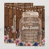 vrijgezellenfeest Partij Rustic Jar Wood Floral In Kaart (Voorkant / Achterkant)