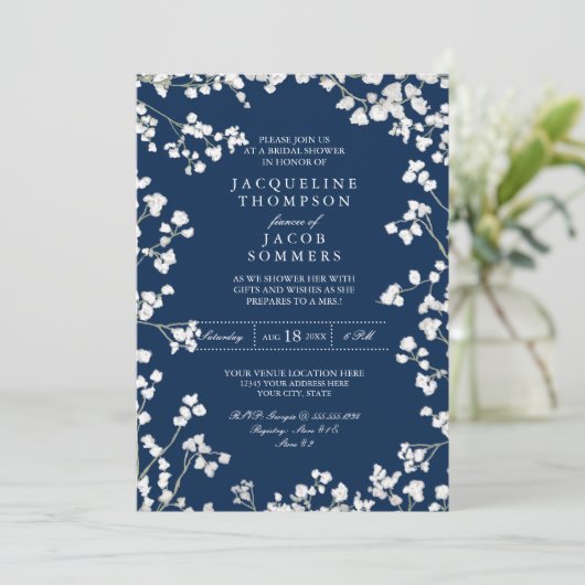 Vrijgezellenfeest Party Baby's Breath Flower Wreat Kaart (Staand voorkant)