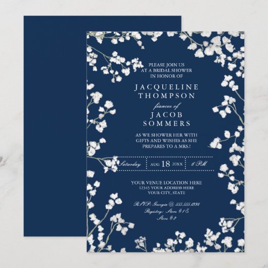 Vrijgezellenfeest Party Baby's Breath Flower Wreat Kaart (Voorkant / Achterkant)