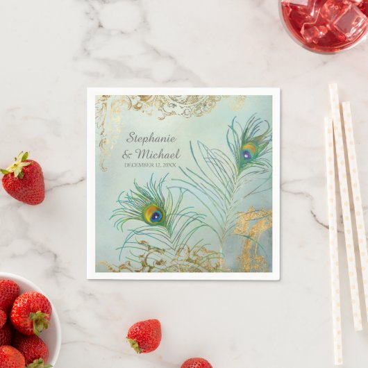 Vrijgezellenfeest Party Decor Elegante Pauw Veren Servet (Insitu)