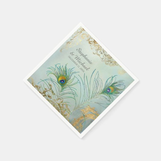 Vrijgezellenfeest Party Decor Elegante Pauw Veren Servet (Hoek)