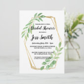 Vrijgezellenfeest Party Gold Lijst Leaves Invite Kaart (Staand voorkant)