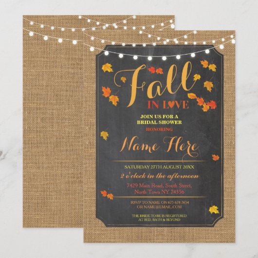 Vrijgezellenfeest Party Herfst in Liefde Herfst Ui Kaart (Voorkant / Achterkant)