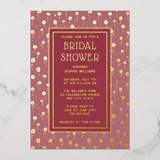 Vrijgezellenfeest Party Invitations Floral Sjabloo Folie Uitnodiging (Voorkant)