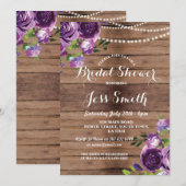 vrijgezellenfeest Party Purple Flowers Chalk Invit Kaart (Voorkant / Achterkant)