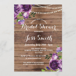 vrijgezellenfeest Party Purple Flowers Chalk Invit Kaart