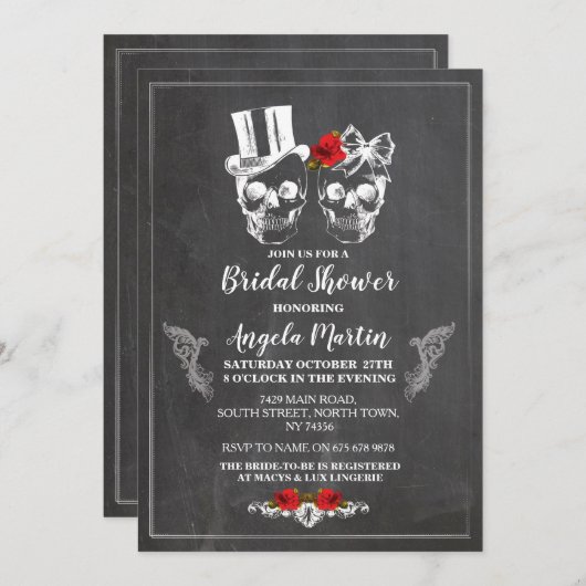 Vrijgezellenfeest Party Roos Schedel Halloween Uit Kaart (Voorkant / Achterkant)