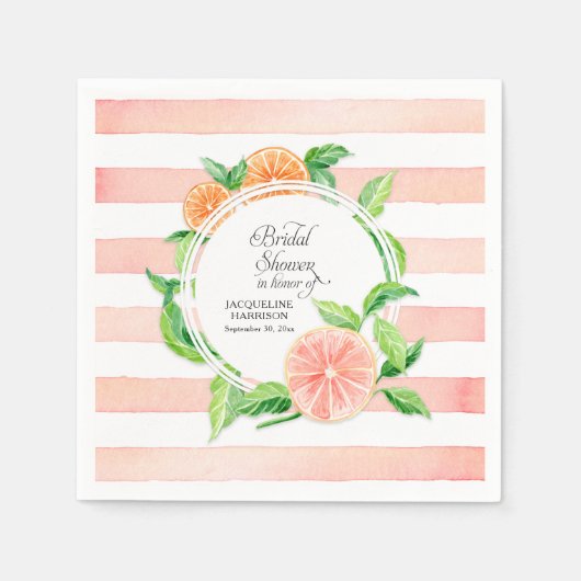 Vrijgezellenfeest Party Roze Grapefruit Sinaasappe Servetten (Voorkant)