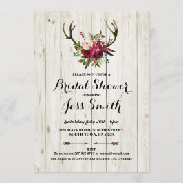 vrijgezellenfeest Party Rustic Antler Floral Invit Kaart