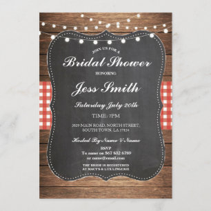 vrijgezellenfeest Party Rustic Burlap Red Wood Inv Kaart