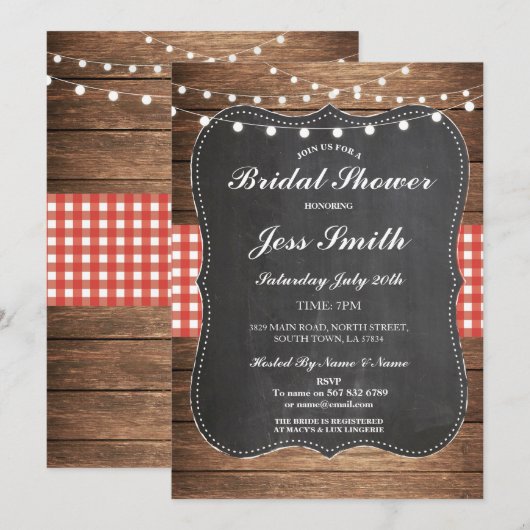 Vrijgezellenfeest Party Rustic Burlap Red Wood Uit Kaart (Voorkant / Achterkant)