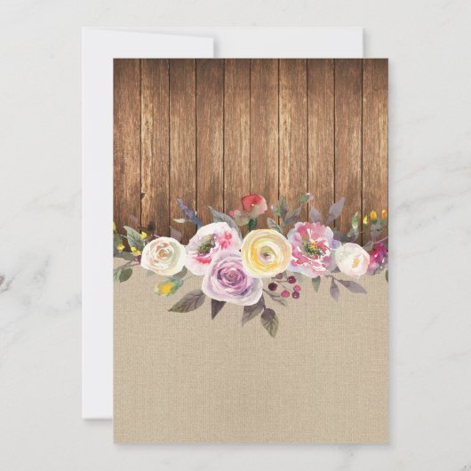 vrijgezellenfeest Party Rustic Wood Rustic Floral Kaart (Achterkant)