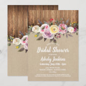 vrijgezellenfeest Party Rustic Wood Rustic Floral Kaart (Voorkant / Achterkant)