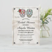 Vrijgezellenfeest Party Sugar Skull Cream Uitnodig Kaart (Staand voorkant)