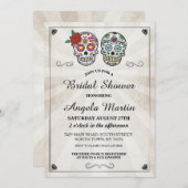 Vrijgezellenfeest Party Sugar Skull Cream Uitnodig Kaart (Voorkant / Achterkant)