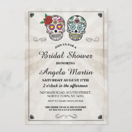 Vrijgezellenfeest Party Sugar Skull Cream Uitnodig Kaart