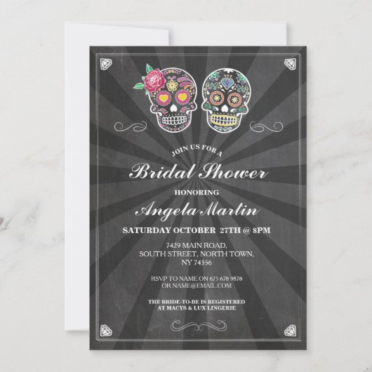Vrijgezellenfeest Party Sugar Skull Halloween Invi Kaart (Voorkant)