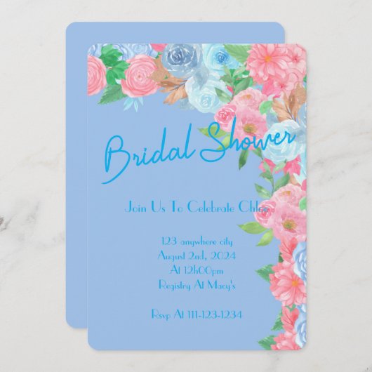 VRIJGEZELLENFEEST PASTEL BLOEMENUITNODIGING SAVE THE DATE (Voorkant / Achterkant)