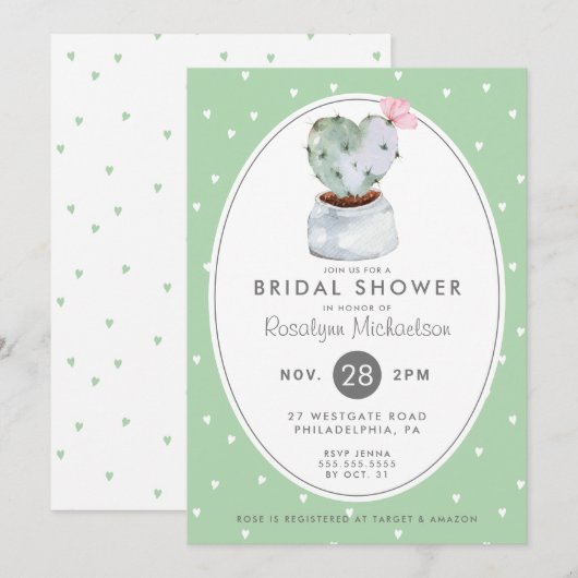 VRIJGEZELLENFEEST | Pastel Waterverf Cactus Kaart (Voorkant / Achterkant)