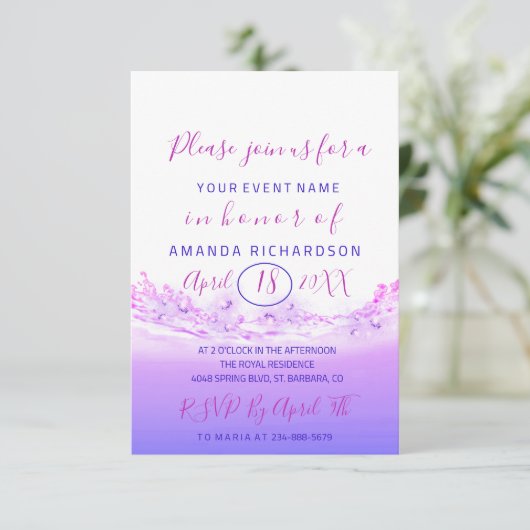 Vrijgezellenfeest Pastels Roze Wave Ocean Tropic O Kaart (Staand voorkant)