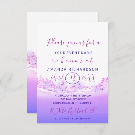 Vrijgezellenfeest Pastels Roze Wave Ocean Tropic O Kaart (Voorkant / Achterkant)