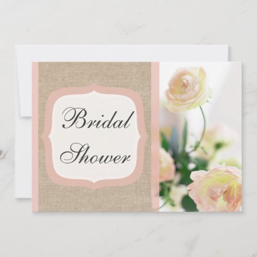 Vrijgezellenfeest Peach Peony Burlap Kaart (Voorkant)
