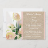 Vrijgezellenfeest Peach Peony Burlap Kaart (Achterkant)