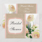 Vrijgezellenfeest Peach Peony Burlap Kaart (Voorkant / Achterkant)